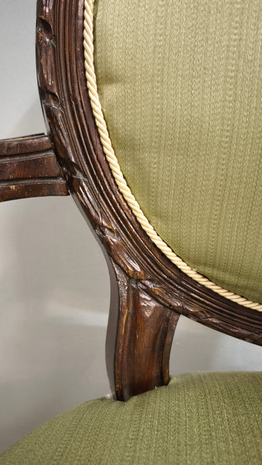 79360 Coppia di poltroncine in legno e tessuto verde