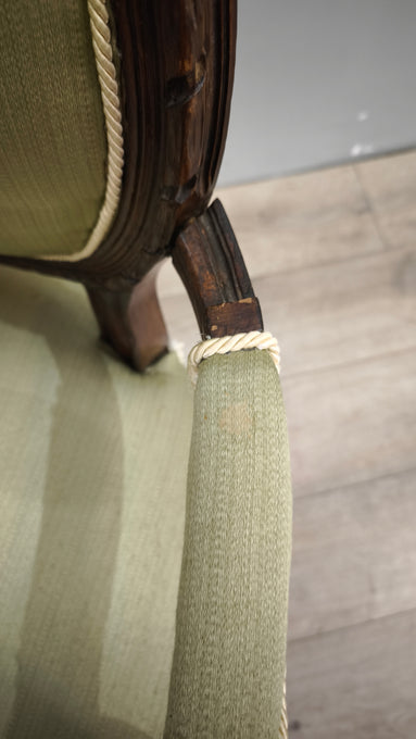 79360 Coppia di poltroncine in legno e tessuto verde