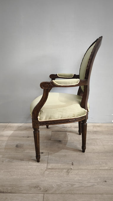 79360 Coppia di poltroncine in legno e tessuto verde