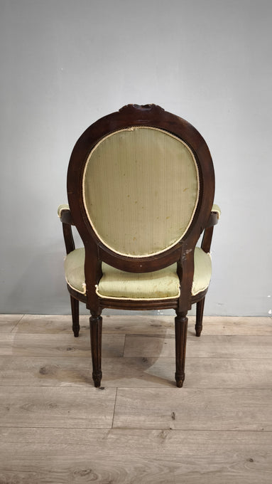 79360 Coppia di poltroncine in legno e tessuto verde