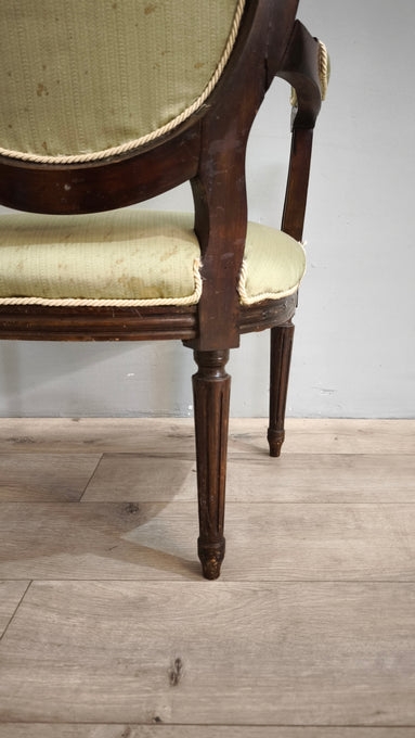 79360 Coppia di poltroncine in legno e tessuto verde