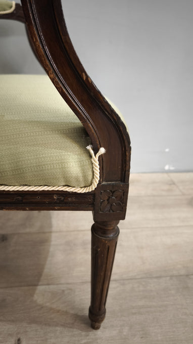 79360 Coppia di poltroncine in legno e tessuto verde