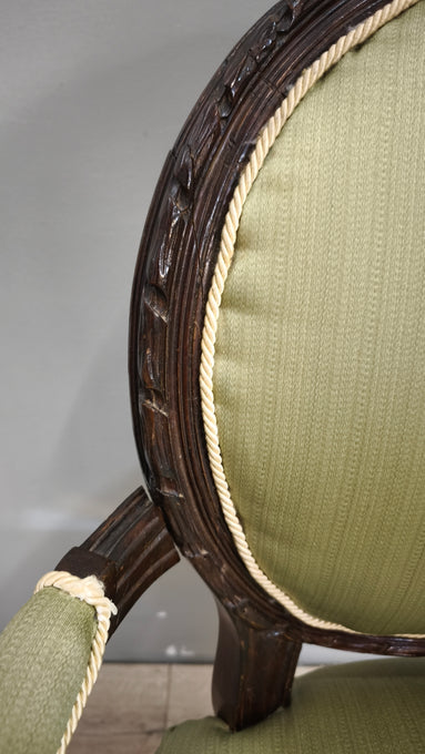 79360 Coppia di poltroncine in legno e tessuto verde