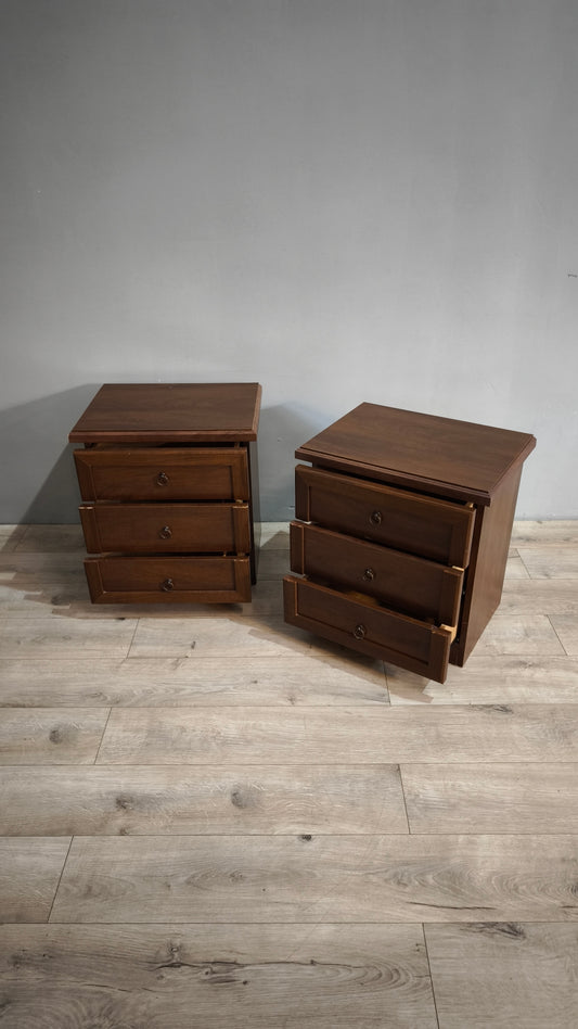 79356 Coppia di comodini in legno con tre cassetti
