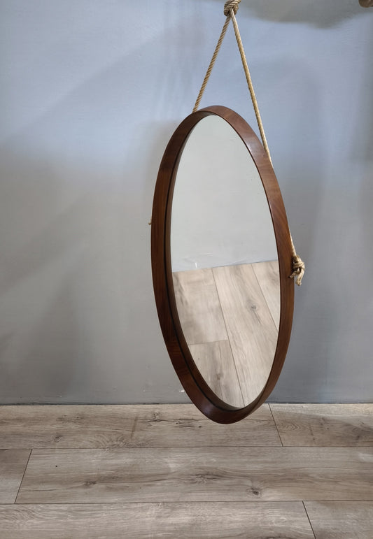 80457 Specchio ovale in teak stile nordico