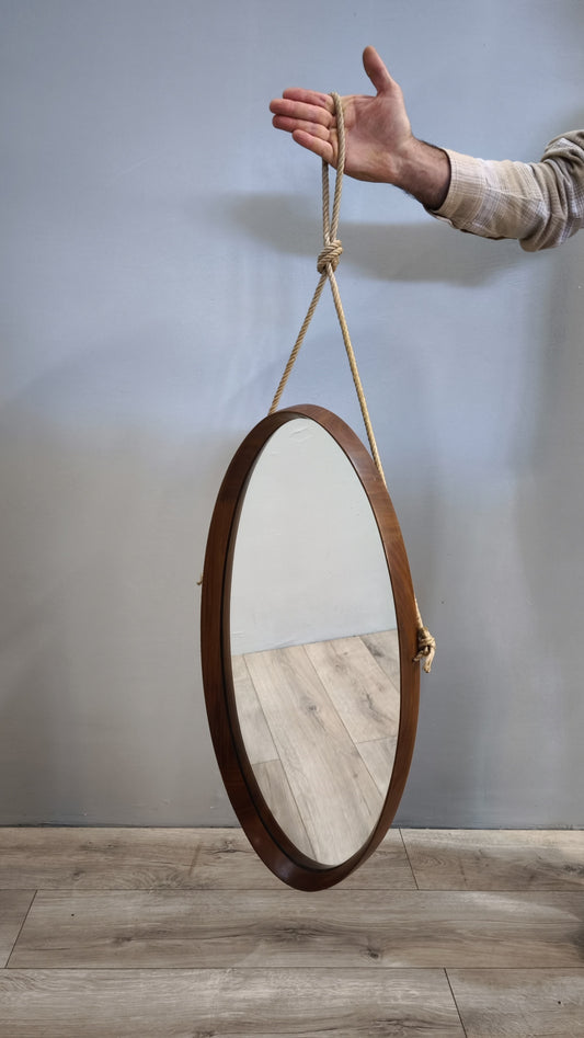 80457 Specchio ovale in teak stile nordico