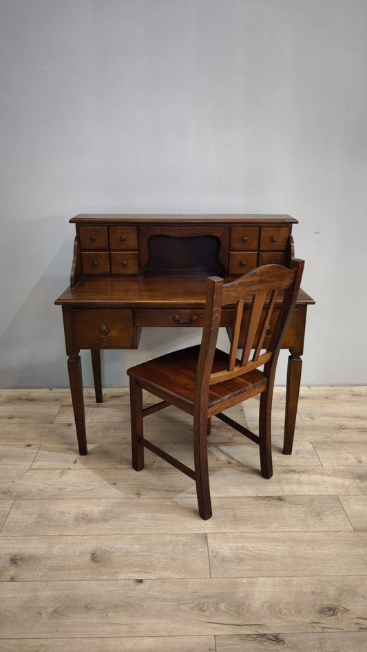 81128 Scrittoio in legno con cassetti e sedia