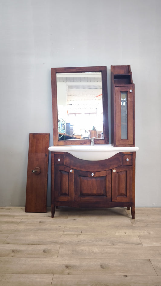 81191 Mobile bagno in legno con lavandino e specchio