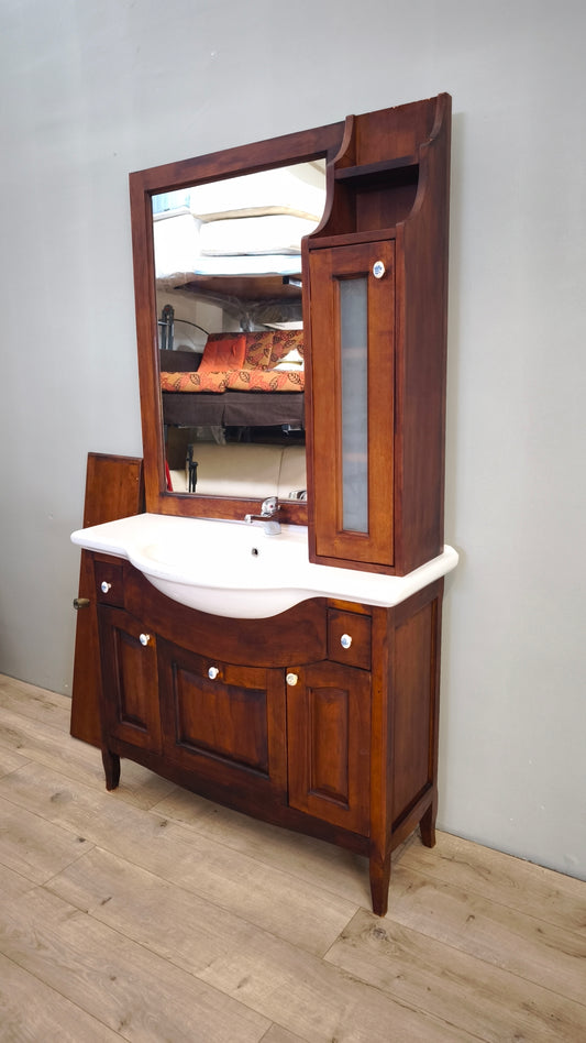 81191 Mobile bagno in legno con lavandino e specchio