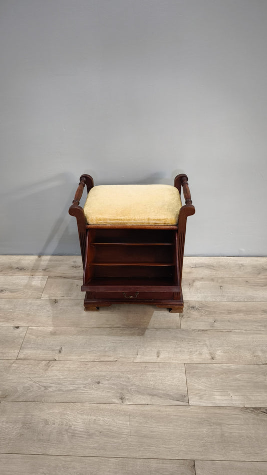 81356 Sgabello da pianoforte in legno con contenitore