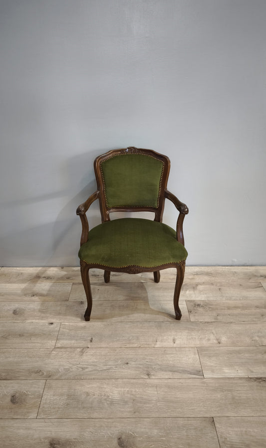 81529 Poltroncina in legno e tessuto verde