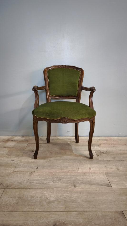 81529 Poltroncina in legno e tessuto verde