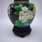 81612 Potiche cloisonné con base in legno nero