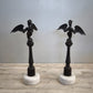 81658 Coppia di colonne in ghisa con base in marmo decorate con drago