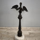81658 Coppia di colonne in ghisa con base in marmo decorate con drago
