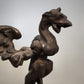 81658 Coppia di colonne in ghisa con base in marmo decorate con drago