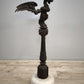 81658 Coppia di colonne in ghisa con base in marmo decorate con drago