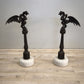 81658 Coppia di colonne in ghisa con base in marmo decorate con drago