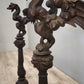 81658 Coppia di colonne in ghisa con base in marmo decorate con drago