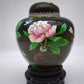 81612-2 Potiche cloisonné con base in legno nero