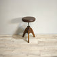 81817 Sgabello da pianoforte con base in legno e seduta in similpelle marrone