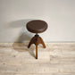 81817 Sgabello da pianoforte con base in legno e seduta in similpelle marrone