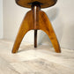 81817 Sgabello da pianoforte con base in legno e seduta in similpelle marrone