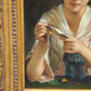81841 Quadro dipinto a olio con cornice dorata lavorata