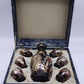 81890 Set da rosolio vintage composto da bottiglia e 6 bicchierini con scatola