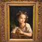 81841-2 Quadro dipinto a olio con cornice dorata lavorata