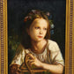 81841-2 Quadro dipinto a olio con cornice dorata lavorata