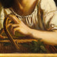 81841-2 Quadro dipinto a olio con cornice dorata lavorata
