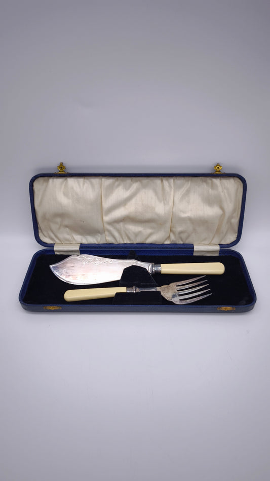 82141 Coppia di posate silver plated  da portata da pesce
