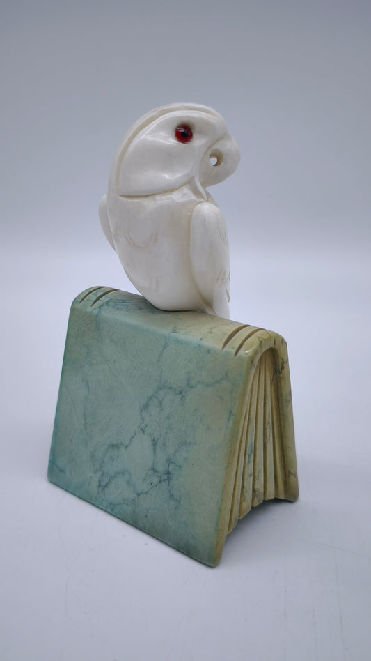 82297 Coppia di pappagalli fermalibri in pietra, anni '40