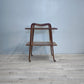 82473 Carrello vintage in legno con piano in vetro