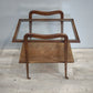 82473 Carrello vintage in legno con piano in vetro