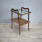 82473 Carrello vintage in legno con piano in vetro