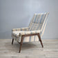 82478 Poltrona originale anni '60 con struttura in teak e tessuto a righe