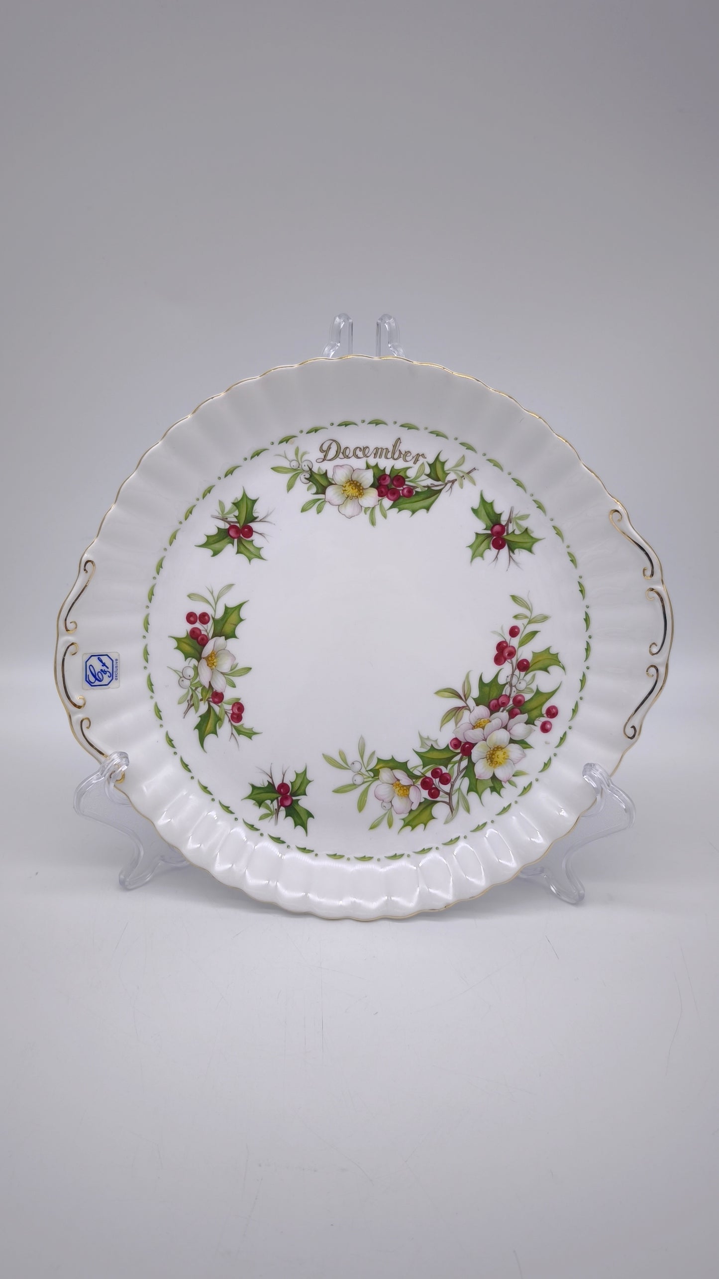 82527 Vassoio in ceramica Royal Albert, 1970, Flower of the month series, Christmas rose