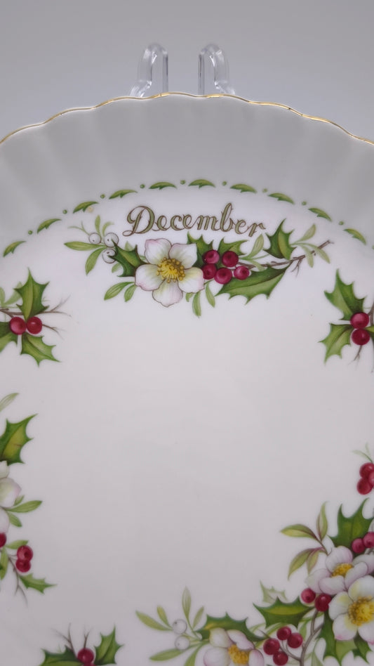 82527 Vassoio in ceramica Royal Albert, 1970, Flower of the month series, Christmas rose