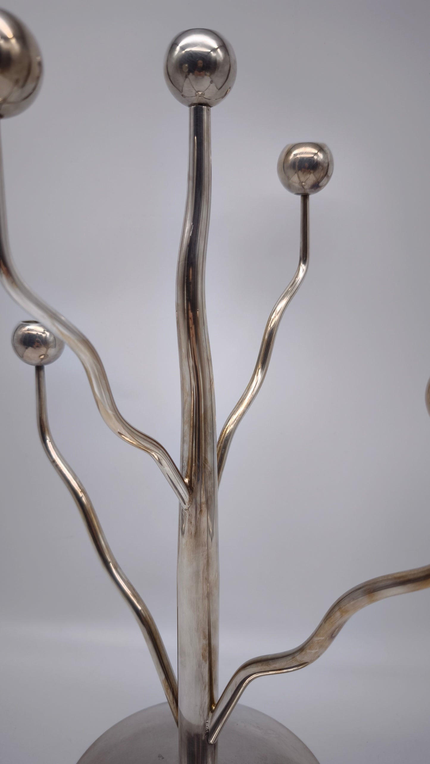 82607 Candelabro in metallo argentato Mesa Italy, anni '80
