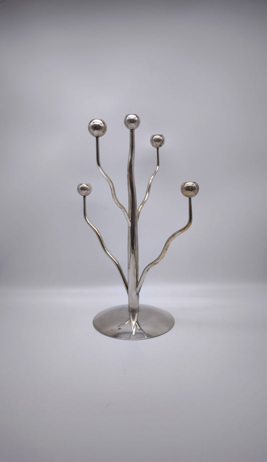 82607 Candelabro in metallo argentato Mesa Italy, anni '80