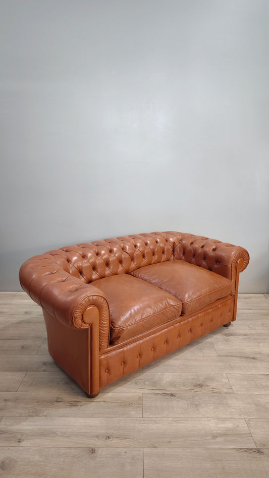 82766 Divano letto Chester in pelle marrone