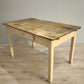 82928 Tavolo con base color panna e piano in legno grezzo