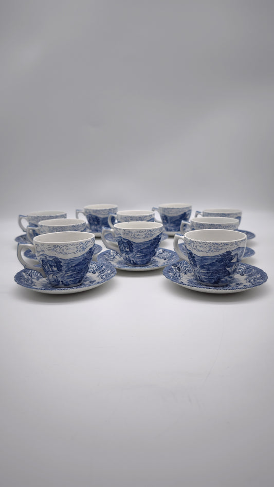 82733 Servizio da caffè per 10 persone in ceramica inglese English Country Scenes