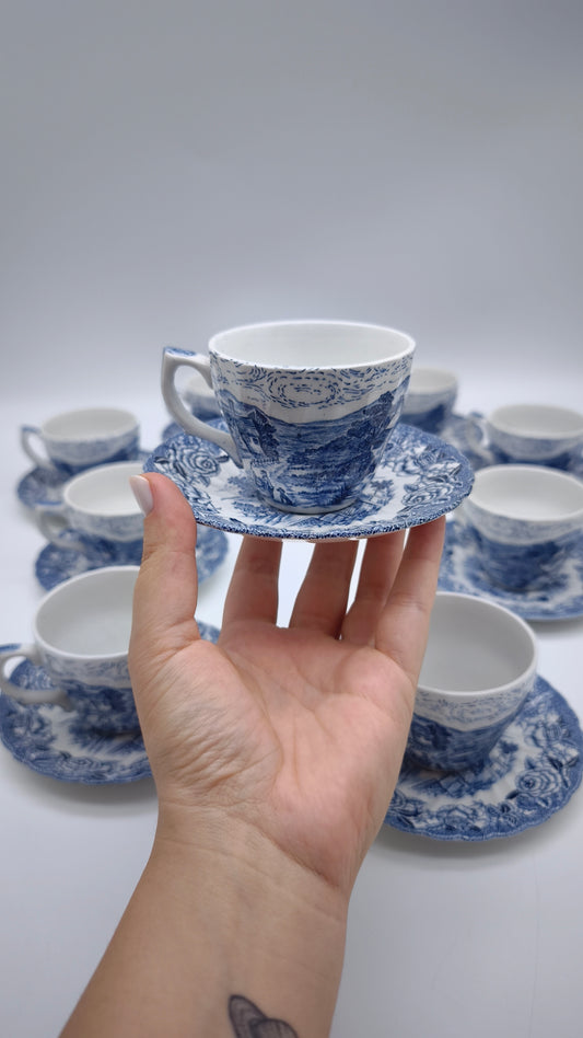 82733 Servizio da caffè per 10 persone in ceramica inglese English Country Scenes