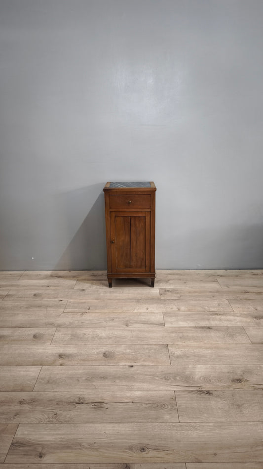 83265 Comodino in legno con piano in marmo grigio