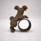 83234 Porta tovagliolo in argento con cane intagliato in legno