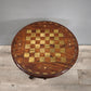 84211 Tavolino da gioco rotondo in legno di teak con scacchiera
