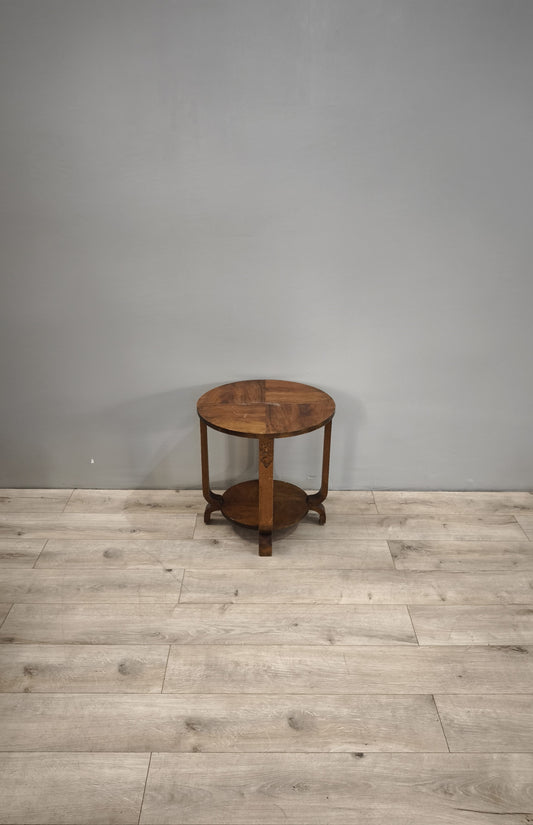 84215 Tavolino rotondo stile Art Déco con doppio ripiano
